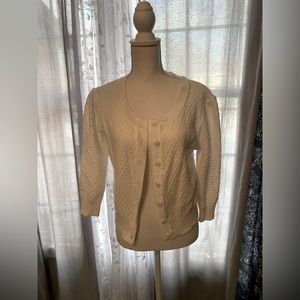 YE MAK sweater size XL white eyelet style